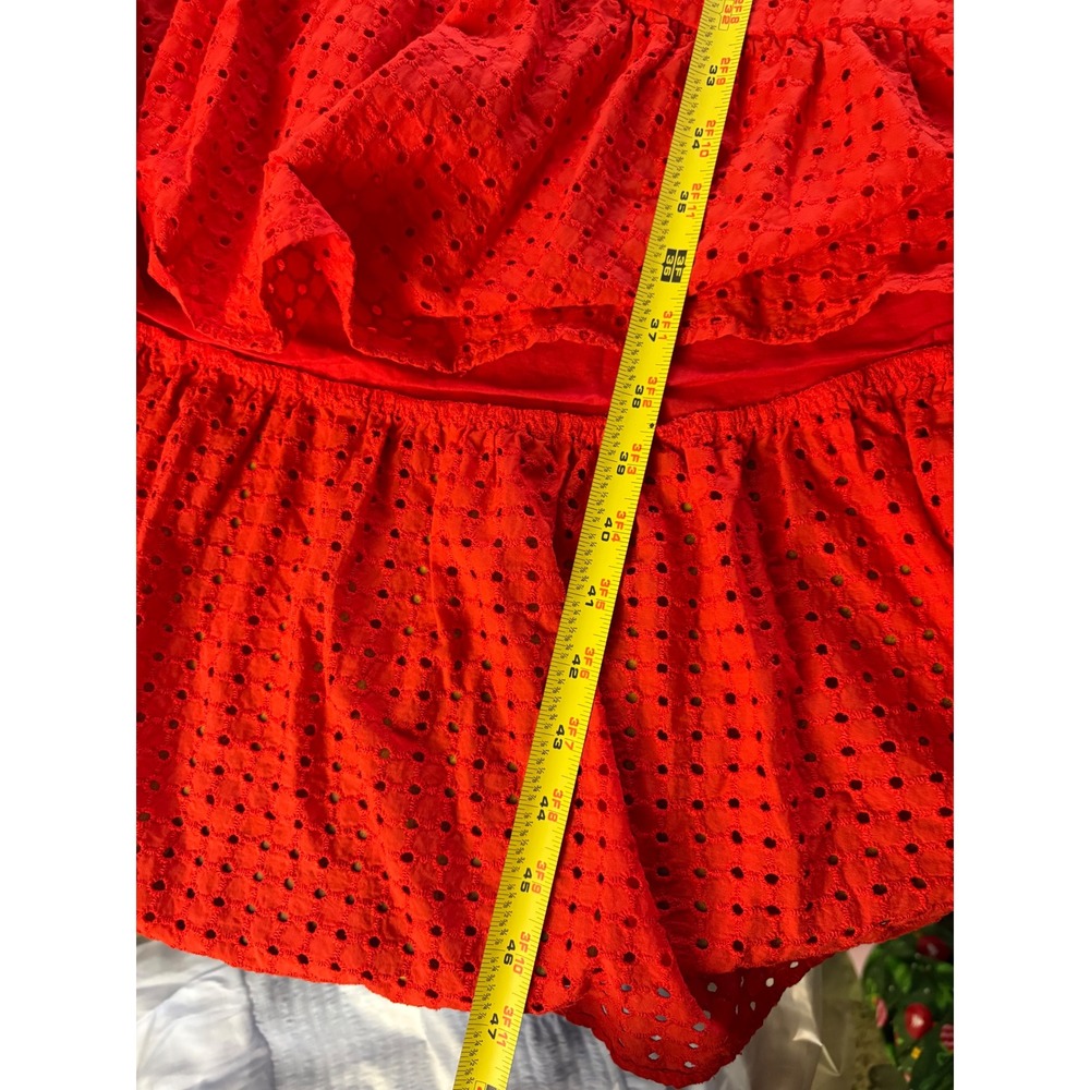 Scoop‎ Red Eyelet Cotton V-Neck Puff Sleeve Tiered Midi Dress XXL 20 - Picture 8 of 8